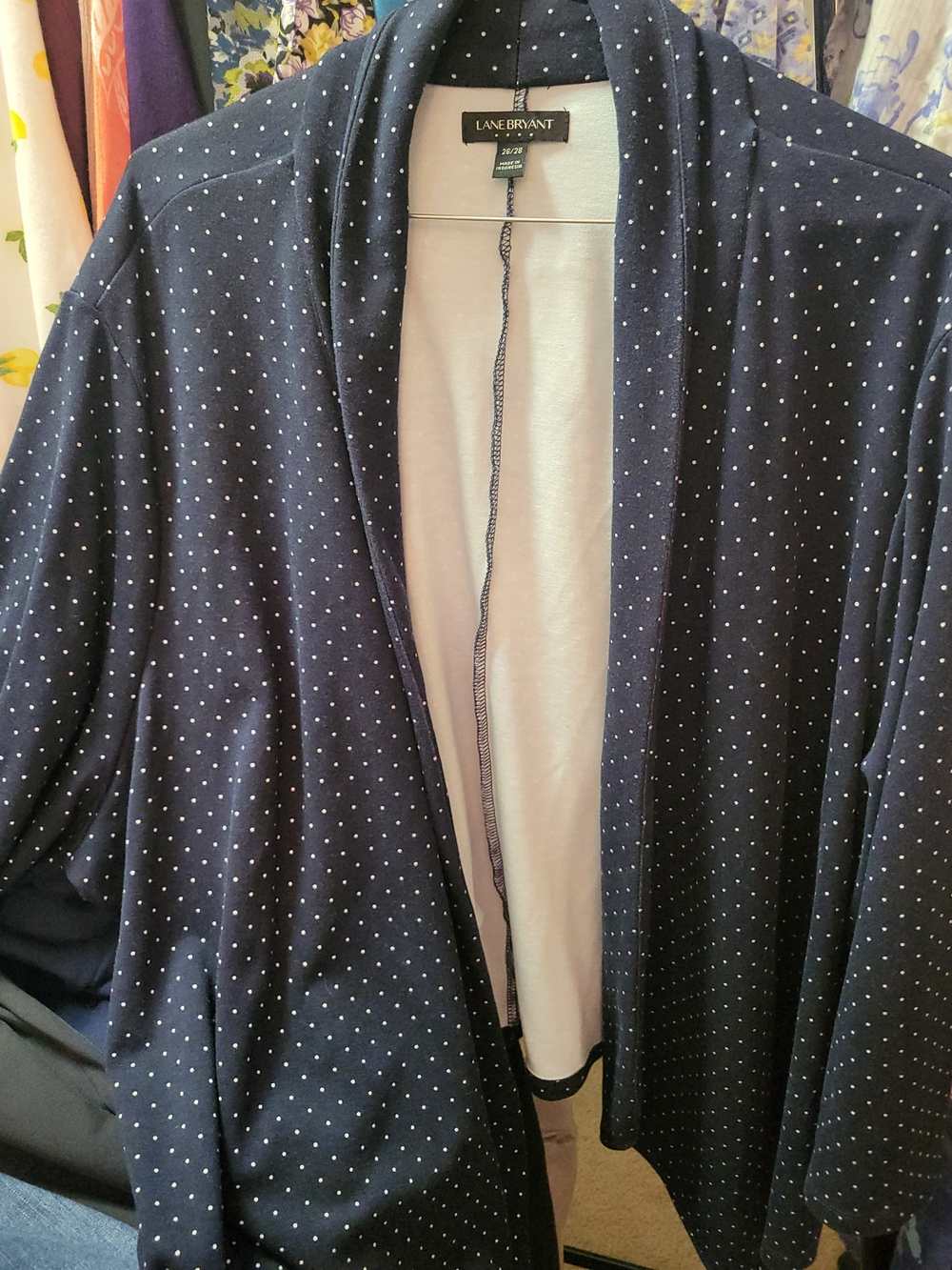 Lane Bryant Navy Polka Dot Open Front Blazer